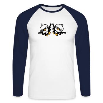 Oiseaux 2 Armes Pistolets Agent Lunettes de soleil Cool - T-shirt baseball manches longues Homme - blanc/marine - Devant - Nik (191cm)