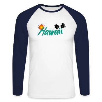 Hawaii sun dream vacation palm trees - Unisex Long Sleeve Baseball T-Shirt - white/navy - Front - Nik (191cm)