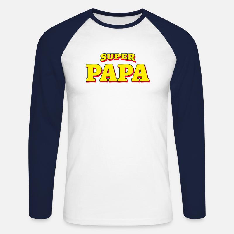 SUPER DADA (COMICS) - SUPERDAD SUPERHELD - Unisex Baseballshirt langarm - Weiß/Navy