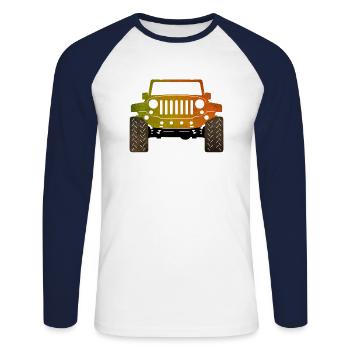 Jeep - Unisex Baseballshirt langarm - Weiß/Navy - Vorne - Nik (191cm)