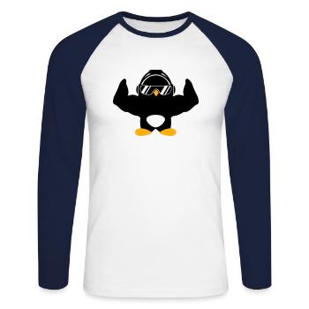 Penguin Bodybuilder Lunettes de soleil Casque Muscles - T-shirt baseball manches longues Homme - blanc/marine - Devant - Nik (191cm)