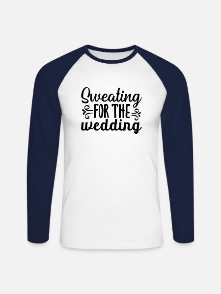 sweating for the wedding - Unisex Long Sleeve Baseball T-Shirt - white/navy