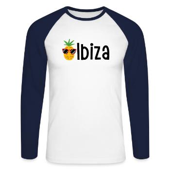 Ibiza - Unisex Baseballshirt langarm - Weiß/Navy - Vorne - Nik (191cm)