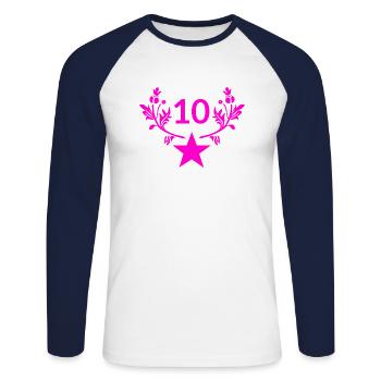 Geburtstag - Unisex Baseballshirt langarm - Weiß/Navy - Vorne - Nik (191cm)