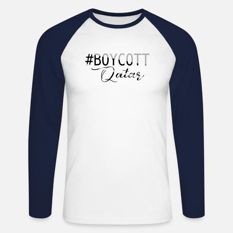 BOYKOTT KATAR - Unisex Baseballshirt langarm - Weiß/Navy