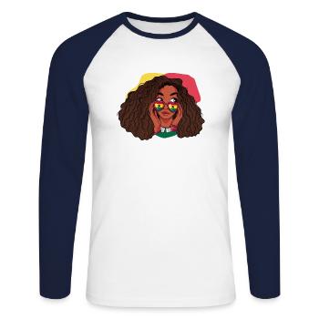 Ghana Ghanaian Flag Woman Princess I Gift - Unisex Long Sleeve Baseball T-Shirt - white/navy - Front - Nik (191cm)