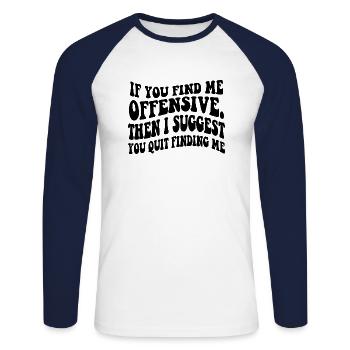 LUSTIGER SARKASTISCHER SPRUCH - Unisex Baseballshirt langarm - Weiß/Navy - Vorne - Nik (191cm)