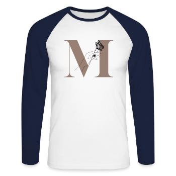 letter m magic butterfly - Unisex Long Sleeve Baseball T-Shirt - white/navy - Front - Nik (191cm)