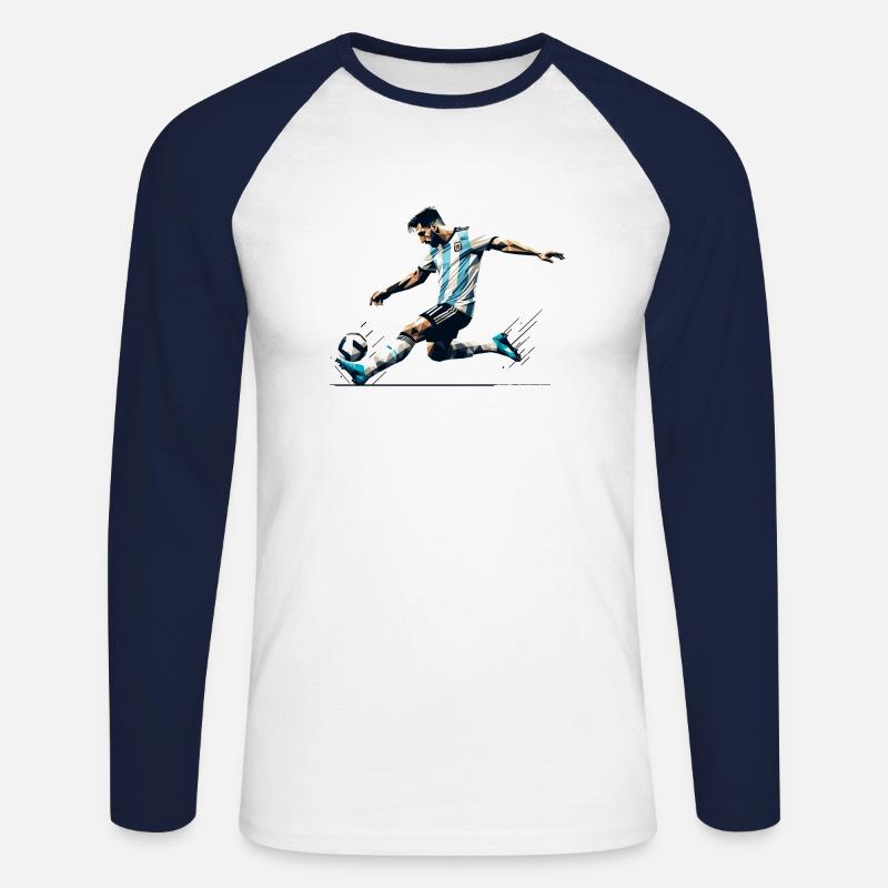 Fussball Argentinien - Unisex Baseballshirt langarm - Weiß/Navy