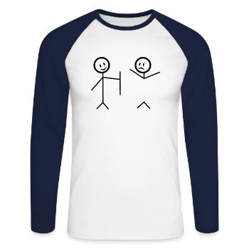 Ich decke Sie - Unisex Baseballshirt langarm - Weiß/Navy - Vorne - Nik (191cm)