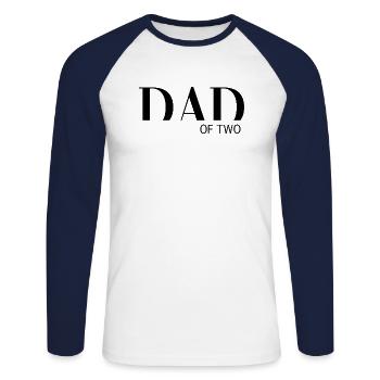 Papa de deux papa papa disant cadeau - T-shirt baseball manches longues Homme - blanc/marine - Devant - Nik (191cm)