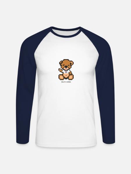 Pixel Bär Südkorea - Unisex Baseballshirt langarm - Weiß/Navy