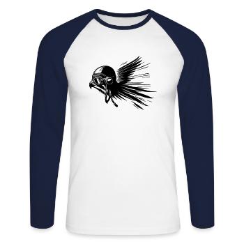 Pilot Hawk - Unisex Baseballshirt langarm - Weiß/Navy - Vorne - Nik (191cm)