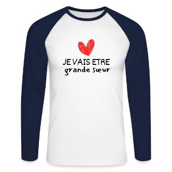 I'm going to be a big sister - Unisex Long Sleeve Baseball T-Shirt - white/navy - Front - Nik (191cm)