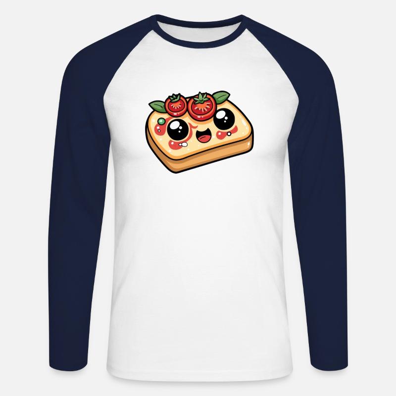 Funny Bread with Tomato Comic - Unisex Long Sleeve Baseball T-Shirt - white/navy