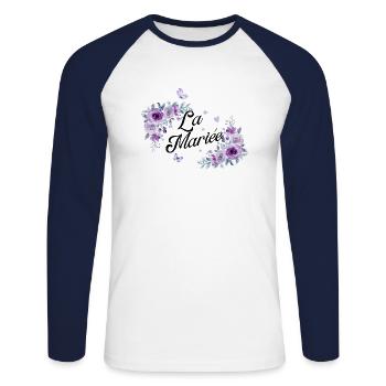The Purple Floral Bride - Unisex Long Sleeve Baseball T-Shirt - white/navy - Front - Nik (191cm)