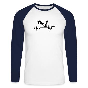 Battement de coeur d'échecs - T-shirt baseball manches longues Homme - blanc/marine - Devant - Nik (191cm)