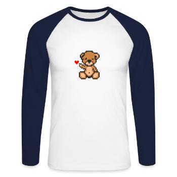 Pixel Bear Love - Unisex Long Sleeve Baseball T-Shirt - white/navy - Front - Nik (191cm)