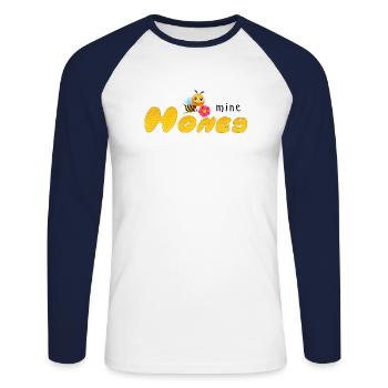 Bee mine Honey - Unisex Long Sleeve Baseball T-Shirt - white/navy - Front - Nik (191cm)