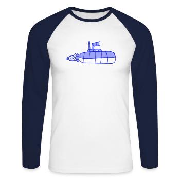 U-Boot Unterseeboot Tauchgang Tauchboot Kapitän - Unisex Baseballshirt langarm - Weiß/Navy - Vorne - Nik (191cm)