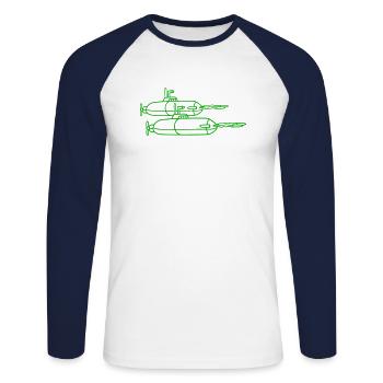 2 Military Submarines Shooting Torpedo Missiles Attack - Unisex Long Sleeve Baseball T-Shirt - white/navy - Front - Nik (191cm)