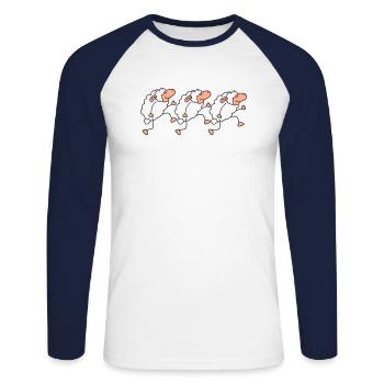Trois moutons marchant Happy Pride 3 Friends Team - T-shirt baseball manches longues Homme - blanc/marine - Devant - Nik (191cm)