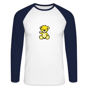 Pixel Bear Neon Yellow - T-shirt baseball manches longues Homme - blanc/marine - Devant - Nik (191cm)