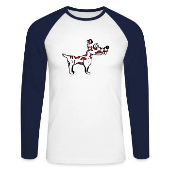Dog Zombie Undead Halloween Horror Corpse Creepy - Unisex Long Sleeve Baseball T-Shirt - white/navy - Front - Nik (191cm)