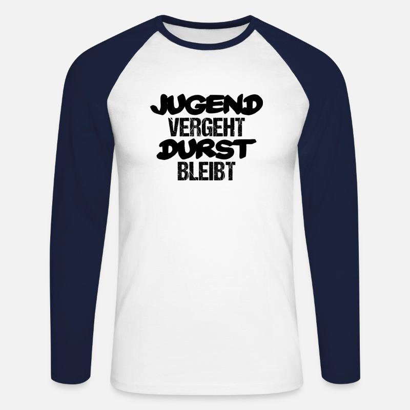 Jugend vergeht Durst bleibt - Unisex Baseballshirt langarm - Weiß/Navy