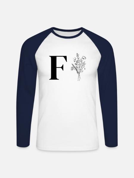 Minimalist flowers - Unisex Long Sleeve Baseball T-Shirt - white/navy