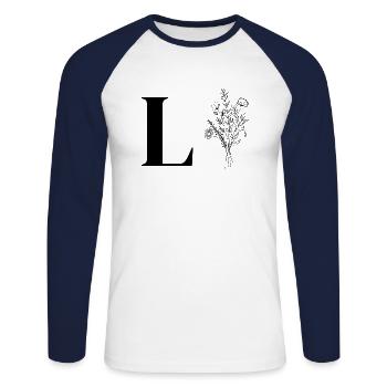Minimalist flowers - Unisex Long Sleeve Baseball T-Shirt - white/navy - Front - Nik (191cm)