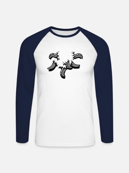 Tentakel, Octopus, Monster, Verscheurd Shirt, Alien - Mannen baseballshirt lange mouw - wit/navy