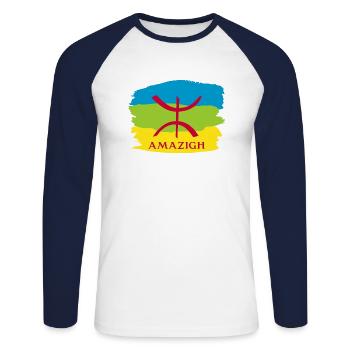 Amazigh Style - Unisex Long Sleeve Baseball T-Shirt - white/navy - Front - Nik (191cm)