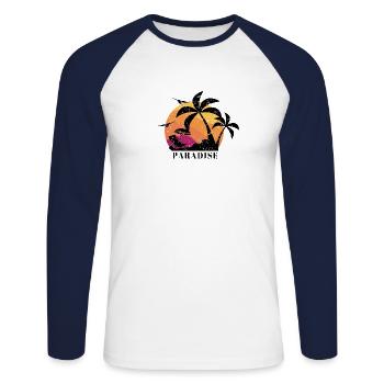 Paradise - Unisex Long Sleeve Baseball T-Shirt - white/navy - Front - Nik (191cm)