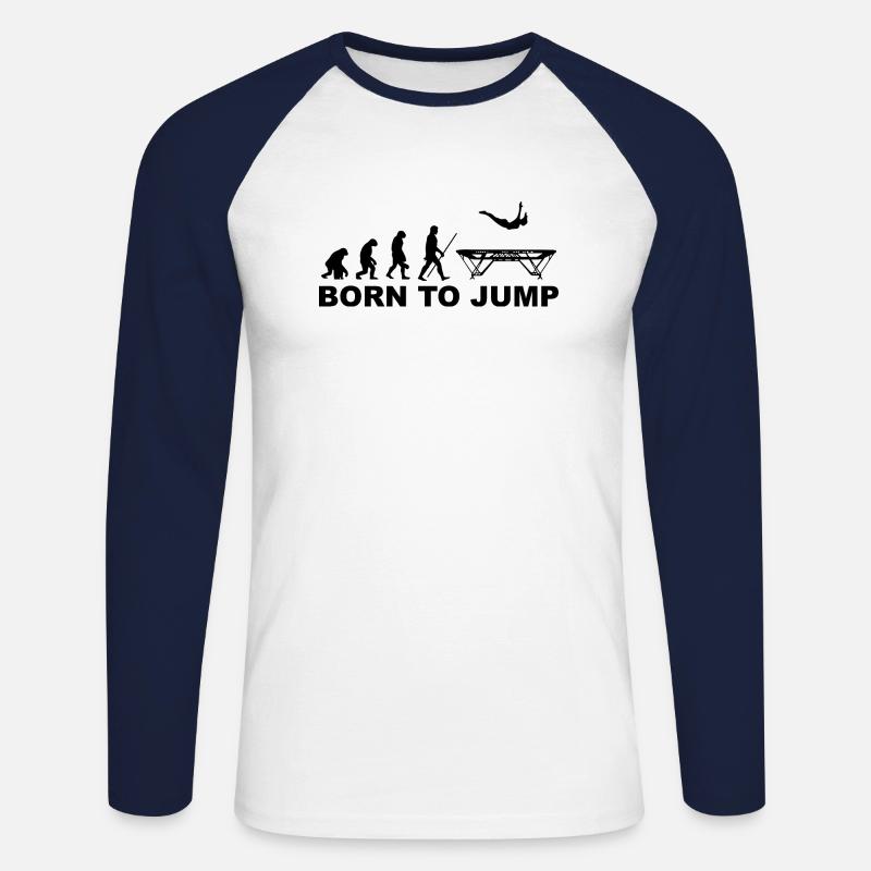 Trampolin Geschenkidee lustiger Spruch Turnen - Unisex Baseballshirt langarm - Weiß/Navy