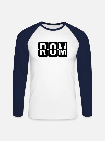 Rom Flughafentafel - Unisex Baseballshirt langarm - Weiß/Navy
