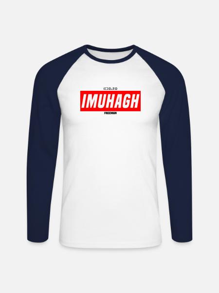 IMUHAGH - T-shirt baseball manches longues Homme - blanc/marine