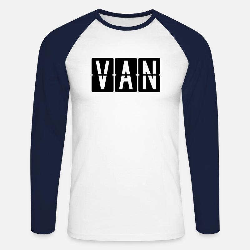 Van Flughafentafel - Unisex Baseballshirt langarm - Weiß/Navy