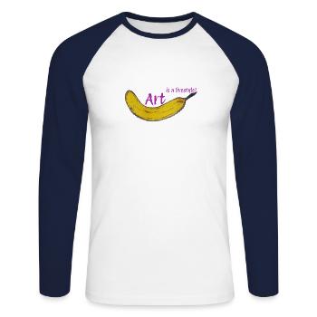 Art is lifestyle #1Neu7 - Unisex Baseballshirt langarm - Weiß/Navy - Vorne - Nik (191cm)