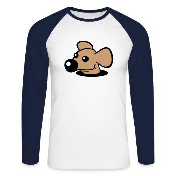 Mouse Big Nose Bottom Hole Mouse Hole Peeps Cute - Unisex Long Sleeve Baseball T-Shirt - white/navy - Front - Nik (191cm)