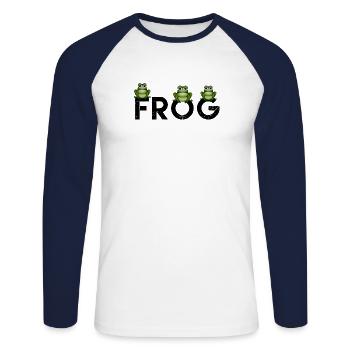 grenouille verte, grenouille, hoodies grenouille, grenouille T-shirts, f - T-shirt baseball manches longues Homme - blanc/marine - Devant - Nik (191cm)