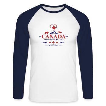 Canada Vancouver Montreal Toronto Maple Leaf Bears - Unisex Long Sleeve Baseball T-Shirt - white/navy - Front - Nik (191cm)
