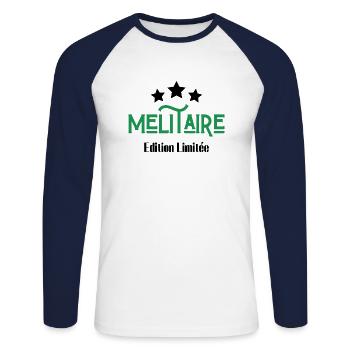 militaire édition limitée - T-shirt baseball manches longues Homme - blanc/marine - Devant - Nik (191cm)