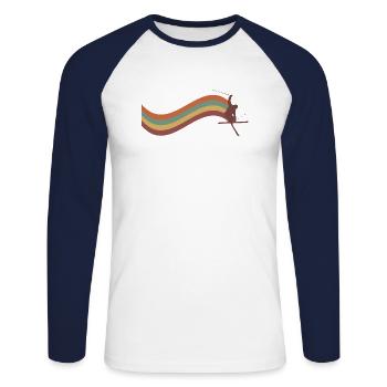 Ski Ski Motif pour Skieur Skieur - T-shirt baseball manches longues Homme - blanc/marine - Devant - Nik (191cm)