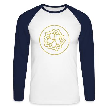 Les citrons composent la fleur - T-shirt baseball manches longues Homme - blanc/marine - Devant - Nik (191cm)
