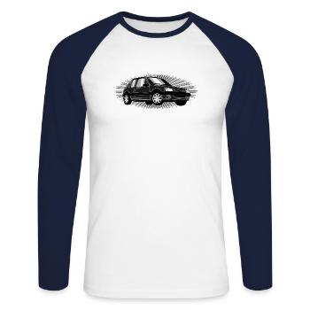 205 Glam - Unisex Baseballshirt langarm - Weiß/Navy - Vorne - Nik (191cm)