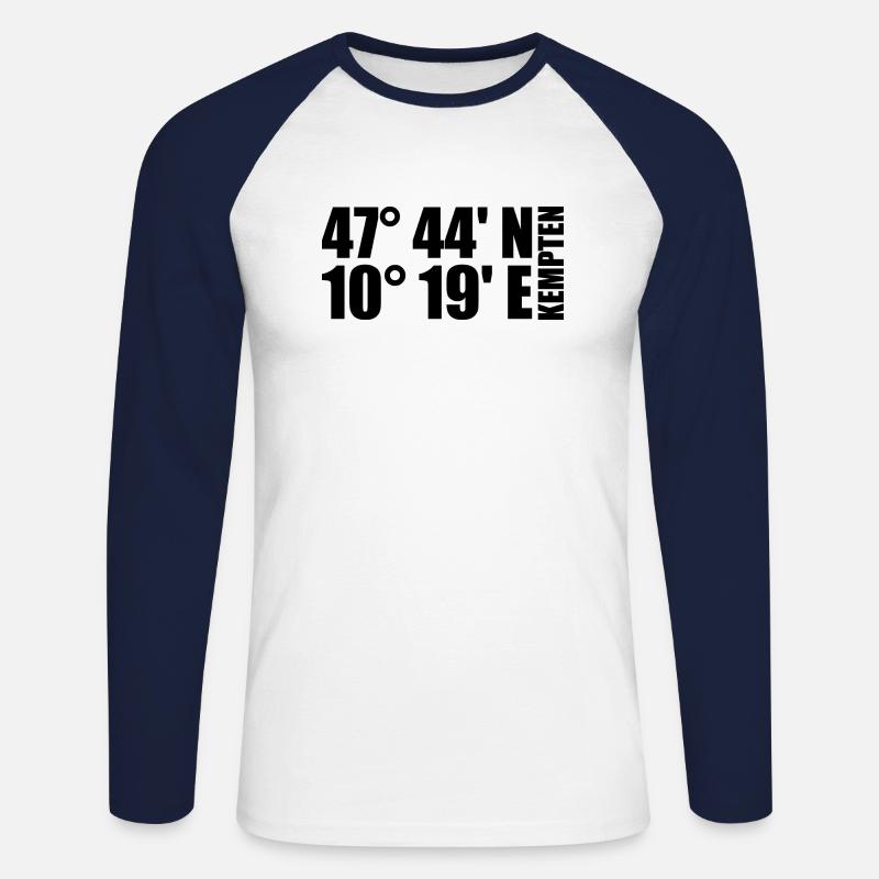 Kempten coordinates - Unisex Long Sleeve Baseball T-Shirt - white/navy