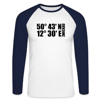 Zwickau coordinates - Unisex Long Sleeve Baseball T-Shirt - white/navy - Front - Nik (191cm)