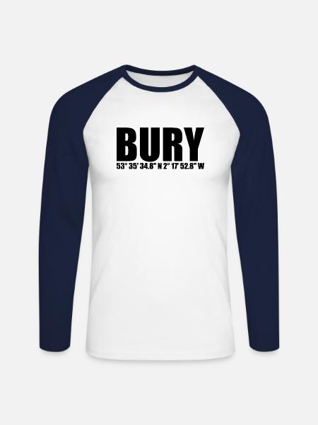 Bury coordinates - Unisex Long Sleeve Baseball T-Shirt - white/navy