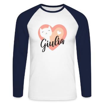 Giulia Name Vorname Kätzchen - Unisex Baseballshirt langarm - Weiß/Navy - Vorne - Nik (191cm)